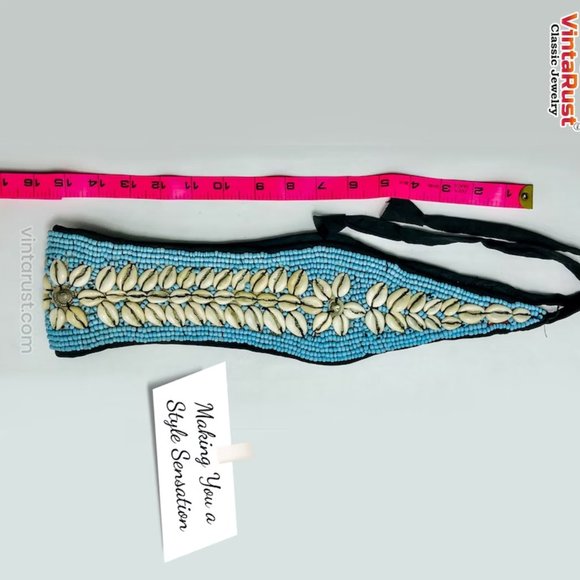Vintage Afghan Beaded Shell Belt: Tribal Belly Dance Jewelry main image 8